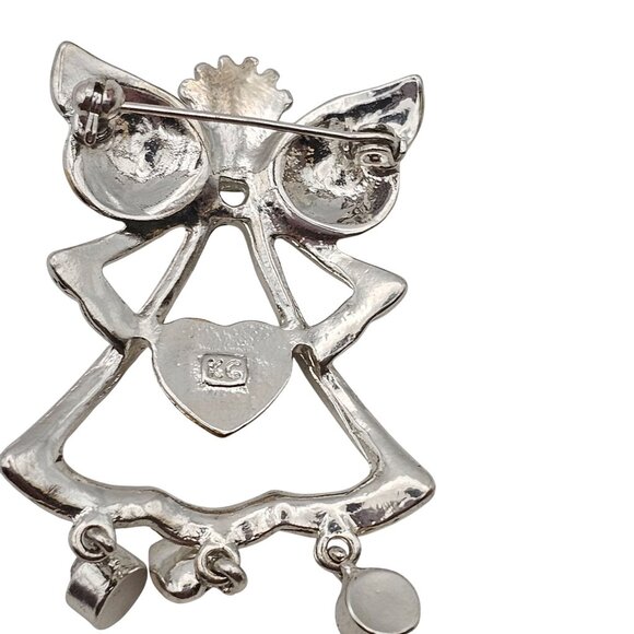 VTG Brooch Silver/Gold Toned Angel Love Faith Joy Dangle Charm Christian Faith - Picture 6 of 16